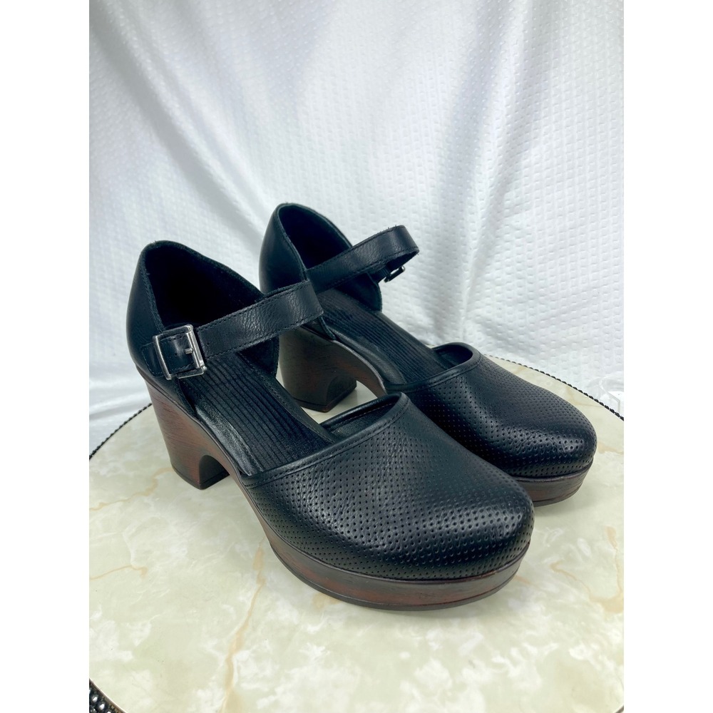 B.O.C. Gia Mary Jane Chunky Wedge Clog Heels Women 8 Black Platfom Comfort Shoes